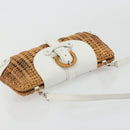 Salvatore Ferragamo Gancini Accessory Pouch Rattan Beige White Auth BAZ704A-6