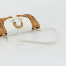 Salvatore Ferragamo Gancini Accessory Pouch Rattan Beige White Auth BAZ704A-7