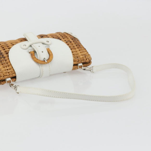 Salvatore Ferragamo Gancini Accessory Pouch Rattan Beige White Auth BAZ704A