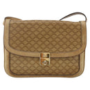 CELINE Macadam Canvas Shoulder Bag PVC Leather Beige Gold Auth BAZ705-13