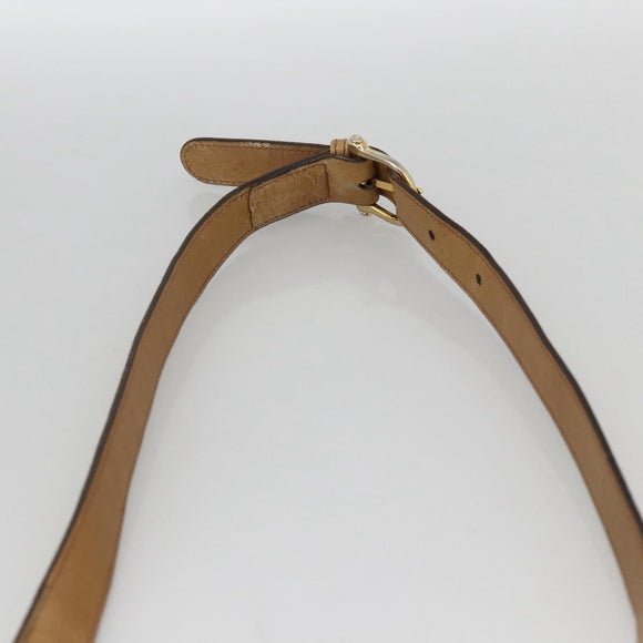 CELINE Macadam Canvas Shoulder Bag PVC Leather Beige Gold Auth BAZ705