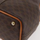 CELINE Macadam Canvas Circle Shoulder Bag PVC Leather Brown Gold Auth BAZ708-14