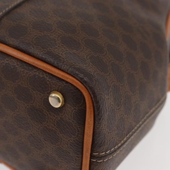 CELINE Macadam Canvas Circle Shoulder Bag PVC Leather Brown Gold Auth BAZ708