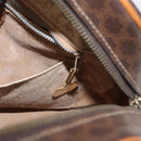 CELINE Macadam Canvas Circle Shoulder Bag PVC Leather Brown Gold Auth BAZ708-20