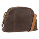 CELINE Macadam Canvas Circle Shoulder Bag PVC Leather Brown Gold Auth BAZ708-1