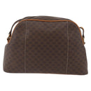 CELINE Macadam Canvas Circle Shoulder Bag PVC Leather Brown Gold Auth BAZ708-2