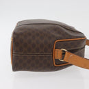 CELINE Macadam Canvas Circle Shoulder Bag PVC Leather Brown Gold Auth BAZ708-3
