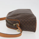 CELINE Macadam Canvas Circle Shoulder Bag PVC Leather Brown Gold Auth BAZ708-4