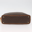 CELINE Macadam Canvas Circle Shoulder Bag PVC Leather Brown Gold Auth BAZ708-5