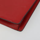 CELINE Medallion Hand Bag Leather Red Gold Auth BAZ711A-9