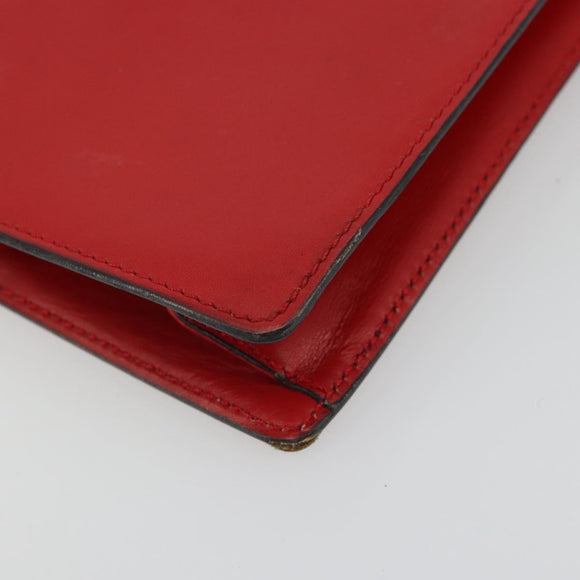 CELINE Medallion Hand Bag Leather Red Gold Auth BAZ711A
