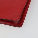CELINE Medallion Hand Bag Leather Red Gold Auth BAZ711A-15