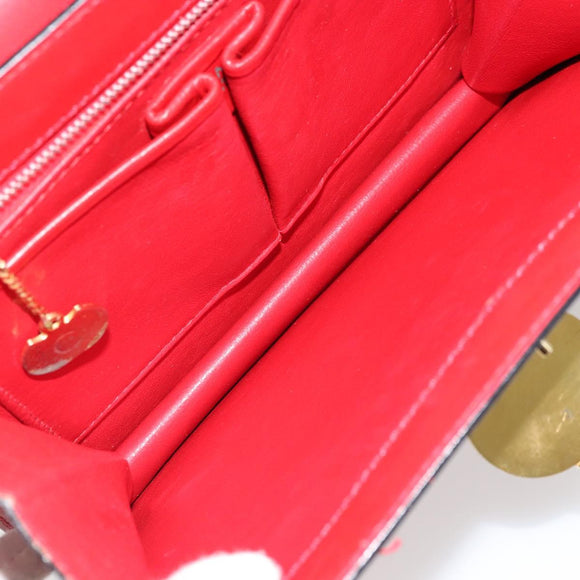 CELINE Medallion Hand Bag Leather Red Gold Auth BAZ711A