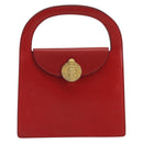 CELINE Medallion Hand Bag Leather Red Gold Auth BAZ711A-13