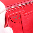 CELINE Medallion Hand Bag Leather Red Gold Auth BAZ711A-22