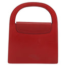 CELINE Medallion Hand Bag Leather Red Gold Auth BAZ711A-2
