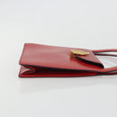 CELINE Medallion Hand Bag Leather Red Gold Auth BAZ711A-3