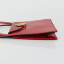 CELINE Medallion Hand Bag Leather Red Gold Auth BAZ711A-4