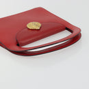 CELINE Medallion Hand Bag Leather Red Gold Auth BAZ711A-7