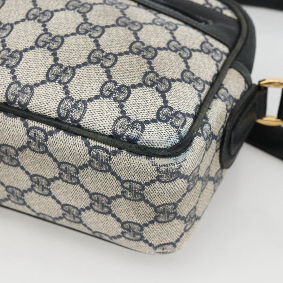 GUCCI GG Supreme Shoulder Bag PVC Navy Gold 001 113 0942 Auth BAZ713