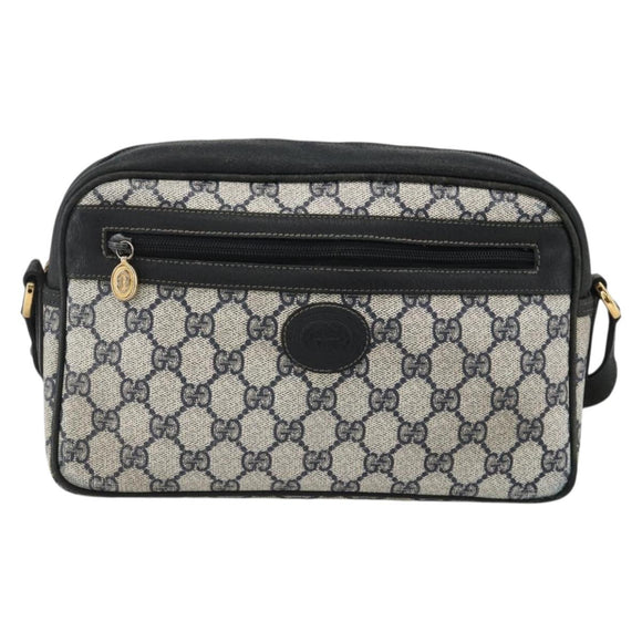 GUCCI GG Supreme Shoulder Bag PVC Navy Gold 001 113 0942 Auth BAZ713