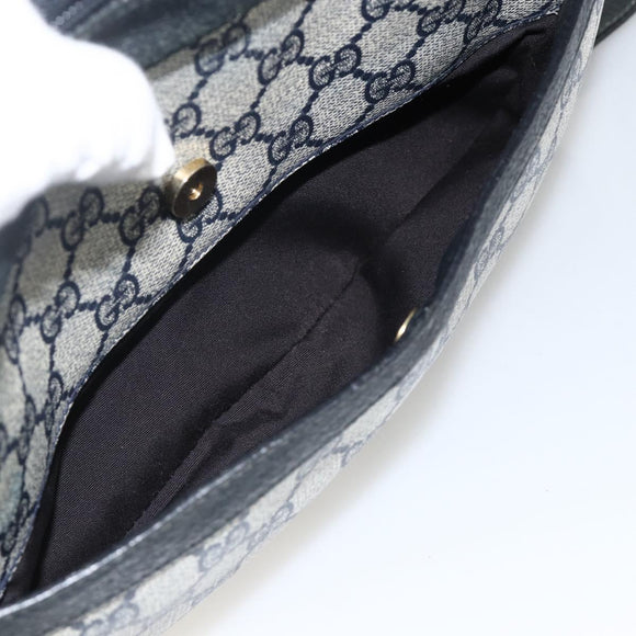 GUCCI GG Supreme Shoulder Bag PVC Navy Gold 001 113 0942 Auth BAZ713