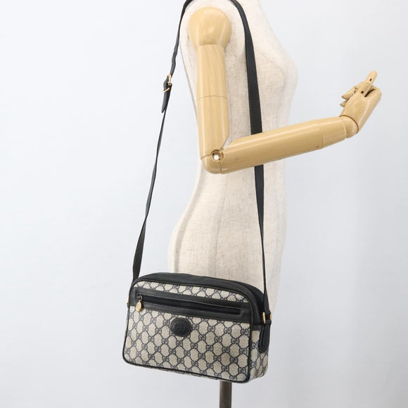GUCCI GG Supreme Shoulder Bag PVC Navy Gold 001 113 0942 Auth BAZ713