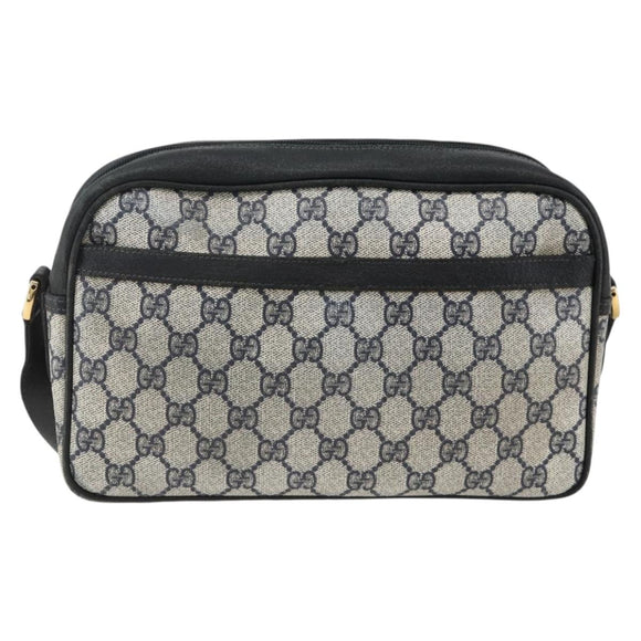 GUCCI GG Supreme Shoulder Bag PVC Navy Gold 001 113 0942 Auth BAZ713