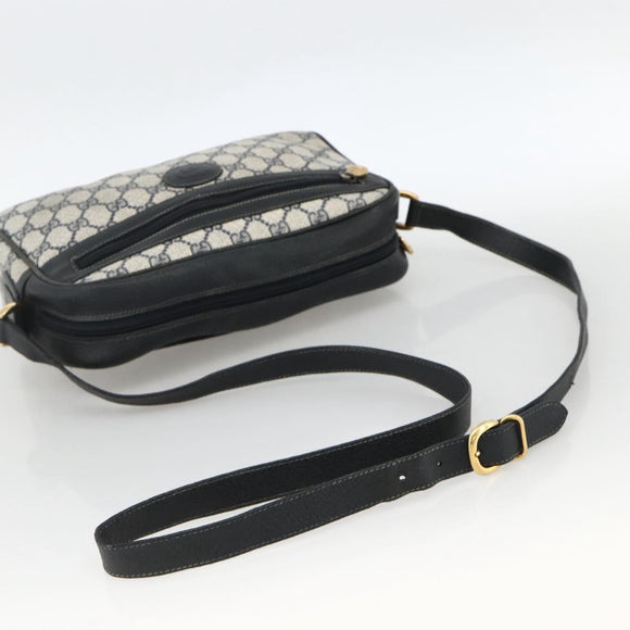 GUCCI GG Supreme Shoulder Bag PVC Navy Gold 001 113 0942 Auth BAZ713