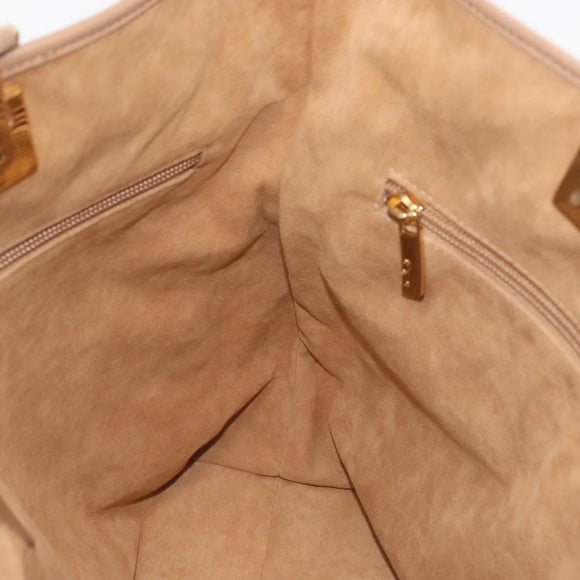 Salvatore Ferragamo Tote Bag Nylon Beige Gold Auth BAZ714A