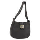 CELINE Horse Carriage Shoulder Bag Leather Dark Brown Gold Auth BAZ715-1