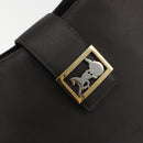 CELINE Horse Carriage Shoulder Bag Leather Dark Brown Gold Auth BAZ715-15