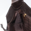 CELINE Horse Carriage Shoulder Bag Leather Dark Brown Gold Auth BAZ715-19