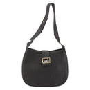 CELINE Horse Carriage Shoulder Bag Leather Dark Brown Gold Auth BAZ715-2