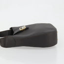 CELINE Horse Carriage Shoulder Bag Leather Dark Brown Gold Auth BAZ715-5