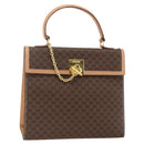 CELINE Macadam Canvas Hand Bag PVC Leather Brown Gold Auth BAZ721A-1