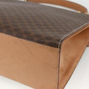 CELINE Macadam Canvas Hand Bag PVC Leather Brown Gold Auth BAZ721A-15