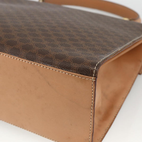 CELINE Macadam Canvas Hand Bag PVC Leather Brown Gold Auth BAZ721A