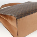 CELINE Macadam Canvas Hand Bag PVC Leather Brown Gold Auth BAZ721A-16