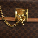 CELINE Macadam Canvas Hand Bag PVC Leather Brown Gold Auth BAZ721A-17