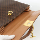 CELINE Macadam Canvas Hand Bag PVC Leather Brown Gold Auth BAZ721A-10