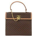 CELINE Macadam Canvas Hand Bag PVC Leather Brown Gold Auth BAZ721A-13