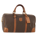 CELINE Macadam Canvas Boston Bag PVC Leather Brown Gold Auth BAZ722-1