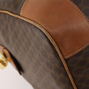 CELINE Macadam Canvas Boston Bag PVC Leather Brown Gold Auth BAZ722-14