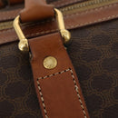 CELINE Macadam Canvas Boston Bag PVC Leather Brown Gold Auth BAZ722-17