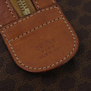 CELINE Macadam Canvas Boston Bag PVC Leather Brown Gold Auth BAZ722-12