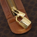CELINE Macadam Canvas Boston Bag PVC Leather Brown Gold Auth BAZ722-20