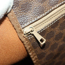 CELINE Macadam Canvas Boston Bag PVC Leather Brown Gold Auth BAZ722-23
