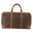 CELINE Macadam Canvas Boston Bag PVC Leather Brown Gold Auth BAZ722-2