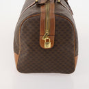 CELINE Macadam Canvas Boston Bag PVC Leather Brown Gold Auth BAZ722-4